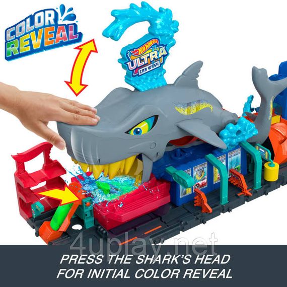 Трек Хот Вілс Кольорове перетворення Автомийка Акула Оригінал Hot Wheels City Ultra Shark Car Wash | Зображення 3