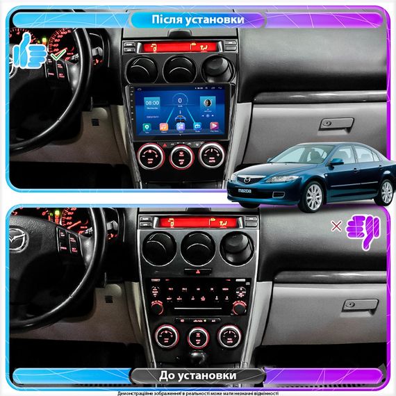 Штатная магнитола Lesko для Mazda 6 I (GG) Рестайлинг 2005-2008 экран 9" 6/128Gb 4G Wi-Fi GPS Top | Зображення 2