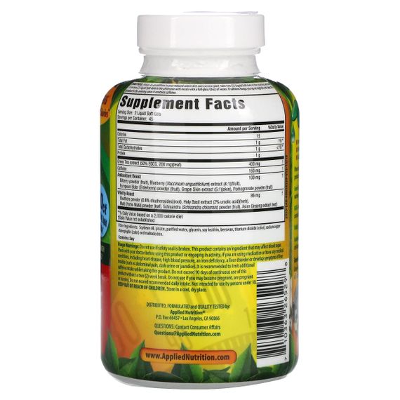 Жироспалювач із зеленим чаєм, Fat Burner, Applied Nutrition, для нормалізації ваги, 90 швидкодіючих рідких м&#039;яких гелів | Зображення 1