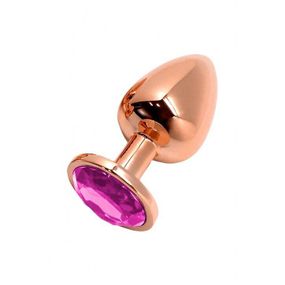 Металева анальна пробка Wooomy Tralalo Rose Gold Metal Plug Magenta M, діаметр 3,4 см, довжина 8 см sexstyle