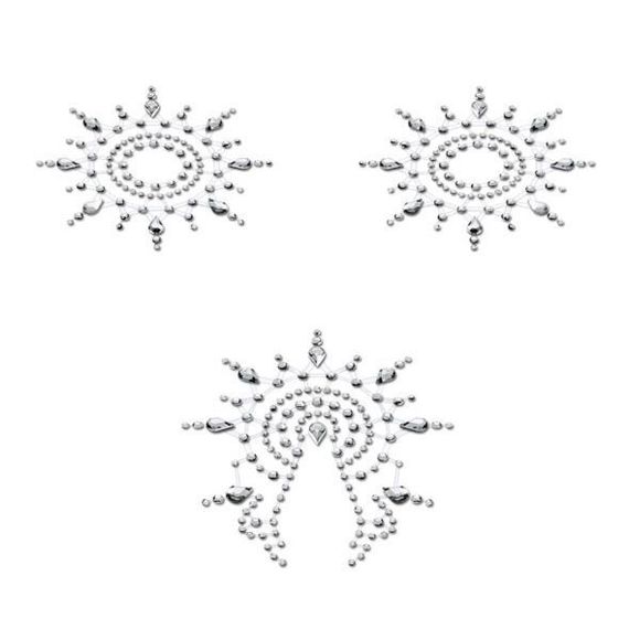 Пестіс з кристалів Petits Joujoux Gloria set of 3 - Silver, прикраса на груди та вульву, One size