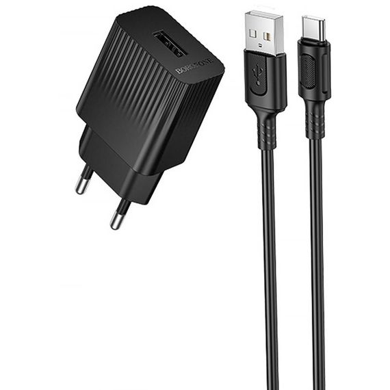 МЗП Borofone BAS71A Source 10.5W (1USB-A) + кабель USB to Type-C Black