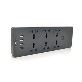 Сетевой фильтр ТВ-Т12.6 розеток + 4 USB,2м,сечение 3х0.75мм,3000W,Black,Box