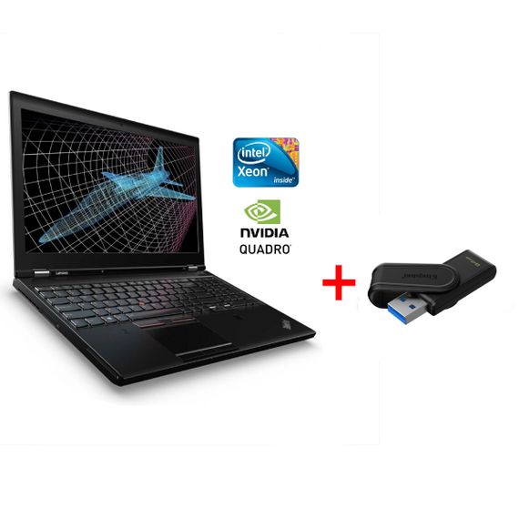 Мобільна робоча станція Б-клас Lenovo Thinkpad P51 / 15.6" (3840x2160) IPS / Intel Xeon E3-1535M v6 (4 (8) ядра по 3.1 - 4.2 GHz) / 16 GB DDR4 / 512 GB SSD / nVidia Quadro M2200, 4 GB GDDR5, 128-bit / WebCam / Win 10 Pro б/в + Подарунок Накопичувач 64 ГБ
