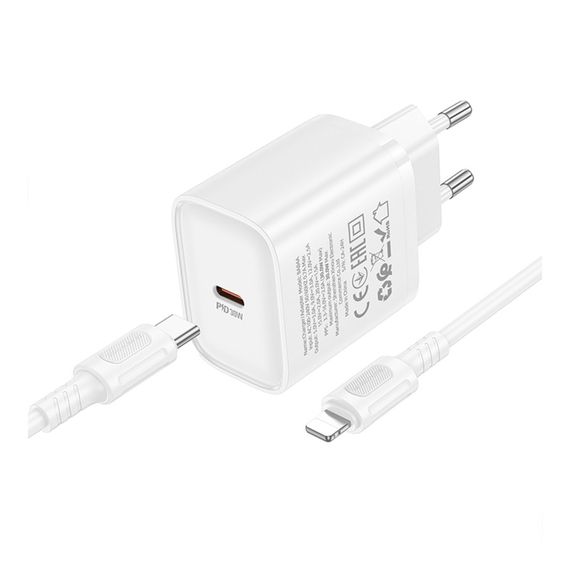 Мережевий зарядний пристрій Borofone BA84A 1 USB-C PD/QC 30 W + Type-C to Lightning | Зображення 6