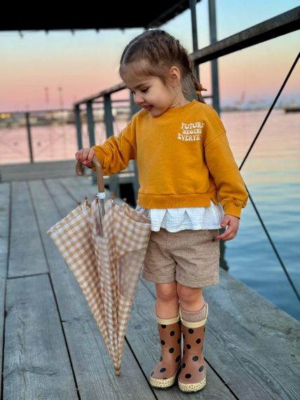 Парасолька дитяча напівавтомат Бежевого кольору | Зображення 7