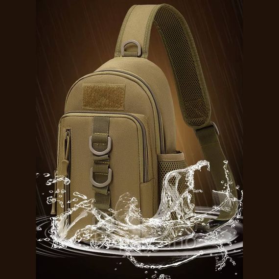 Тактична сумка через плече слінг Cordura 1000D MOLLE 5 кишень з кишенею під планшет 30×18×10 см койот | Зображення 8