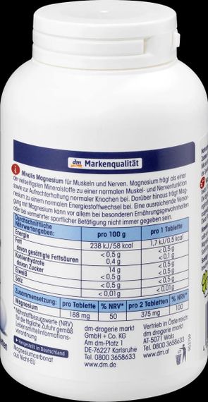 Вітаміни "Mivolis Magnesium", для серцево-судинної системи та нервів, 300 таблеток, Німеччина | Зображення 1