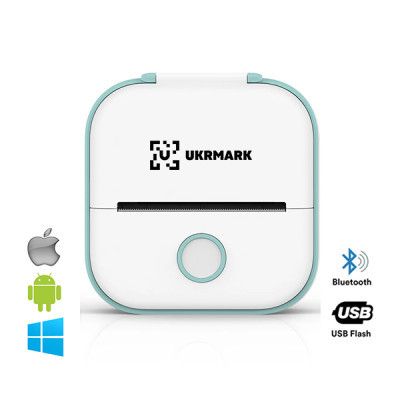 Принтер чеков UKRMARK P02GN Bluetooth, бело-зеленый (900912)