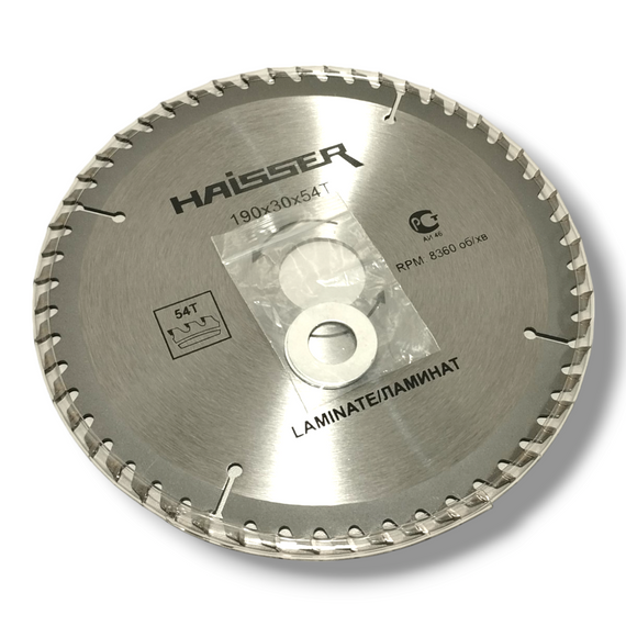 Диск відрізний по ламінату 190х30 54 зуб. HAISSER | Зображення 1