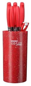 Професійний набір ножів Zepline ZP-046 із підставкою набір кухонних ножів 7 предметів Червоний