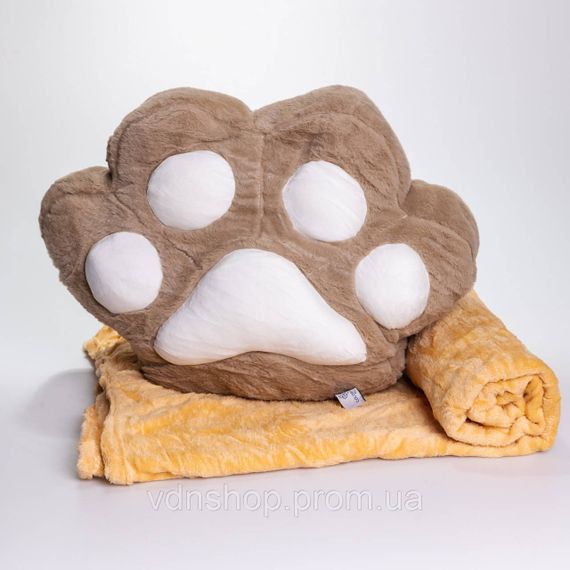 М'яка іграшка-подушка з пледом і муфтою Лапка 40×40×25 (см) іграшка плед 3 в 1 дитячий плюшевий плед Коричневий 520-18BR | Зображення 3