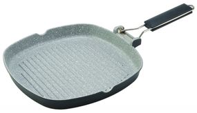 Сковорода-гриль антипригарна Con Brio Eco Granite 20 см CB-2003 алюмінієва рифлена для всіх плит