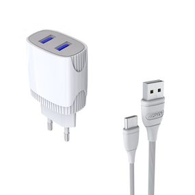 Мережевий зарядний пристрій Aspor A811 (2USB/2.4 A) + USB-кабель Type-C-білий