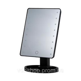 Дзеркало косметичне 21х16 см 16 LED Чорне HP-10-3AB