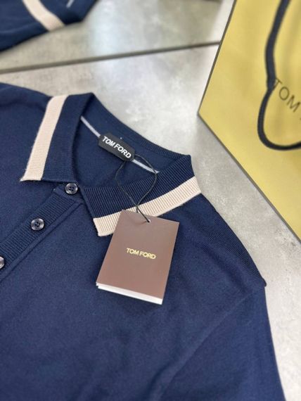 Трикотажне поло Tom Ford темно-синього кольору  f705 | Зображення 3