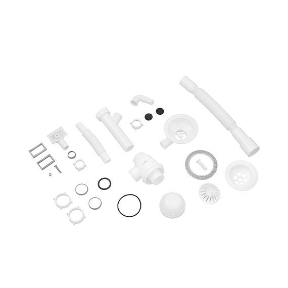 Сифон для кухонної мийки Kroner KRP KS02-1WHI 3 1/2"х40/50 мм з відводом для пральної машини, з квадратним пер | Зображення 2