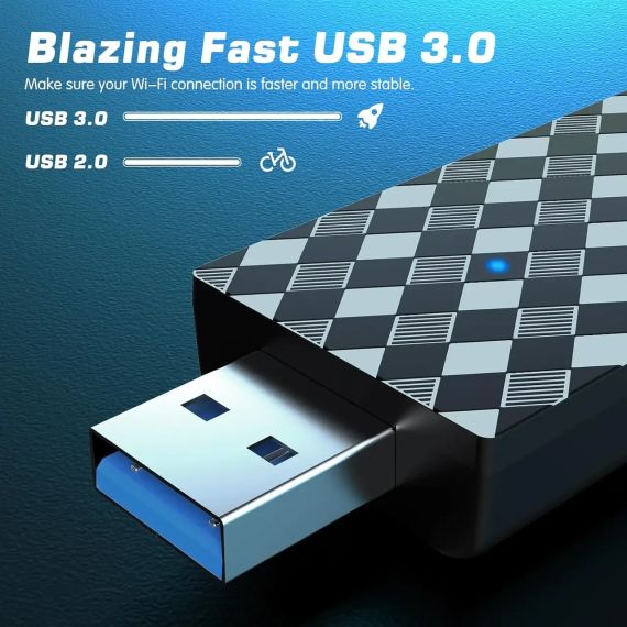 Мережевий адаптер Wi-Fi, адаптер для ПК, адаптер WLAN ElecMoga USB 3.0, 1300 Мбіт/с, ПК, 2,4 ГГц/5,8 ГГц, | Зображення 2