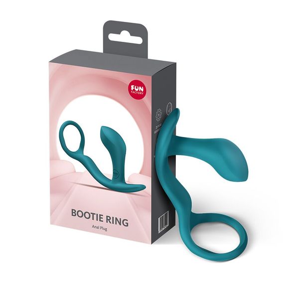 Анальна пробка з ерекційним кільцем Fun Factory BOOTIE RING Bottle Green | Зображення 5