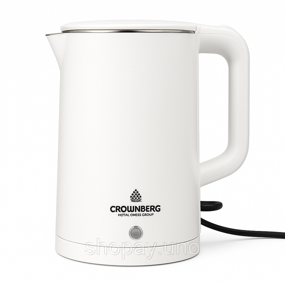 Електрочайник Crownberg CB-2845 дисковий 1.8л 1800Вт White