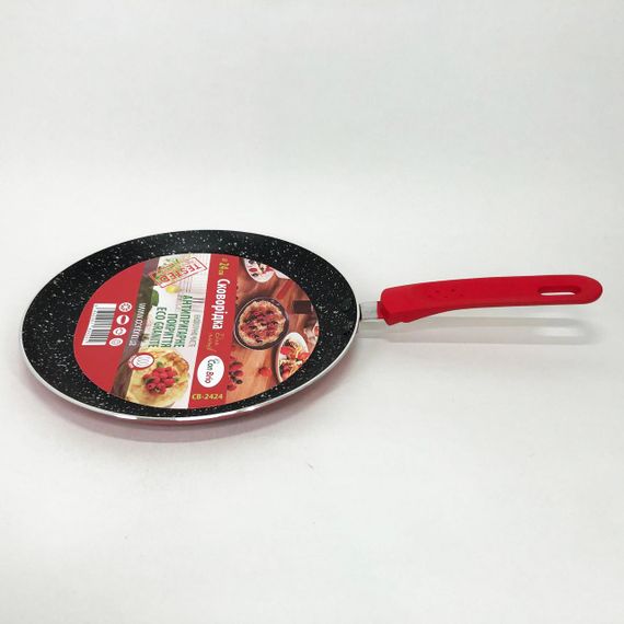 Сковорода млинець 24 см з антипригарним покриттям Con Brio CB-2424 для всіх видів плит. NL-192 Колір: червоний | Зображення 1