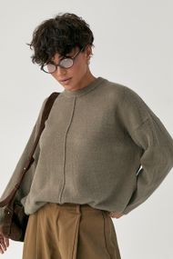 В'язана вільна кофта з декоративним швом - кавовий цвет, ONE SIZE (є розміри)