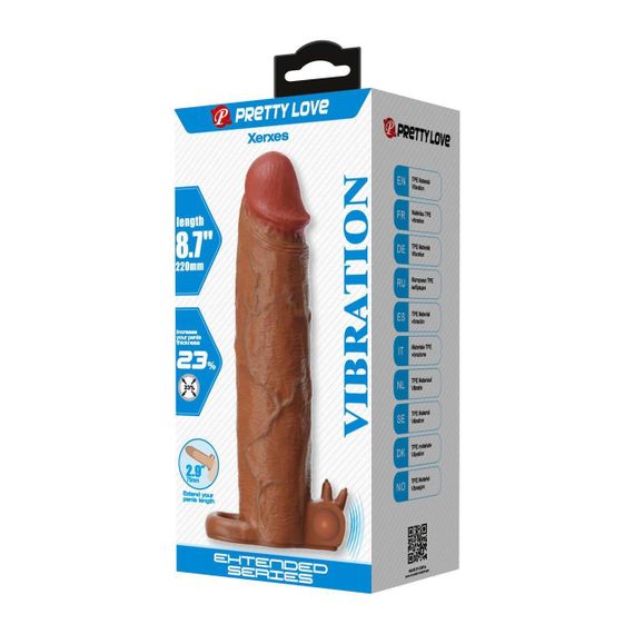 Подовжуюча насадка з вібростимуляцією Pretty Love - Xerxes Vibrating Penis Sleeve Brown, BI-026282Z-1 Sex Aura | Зображення 7