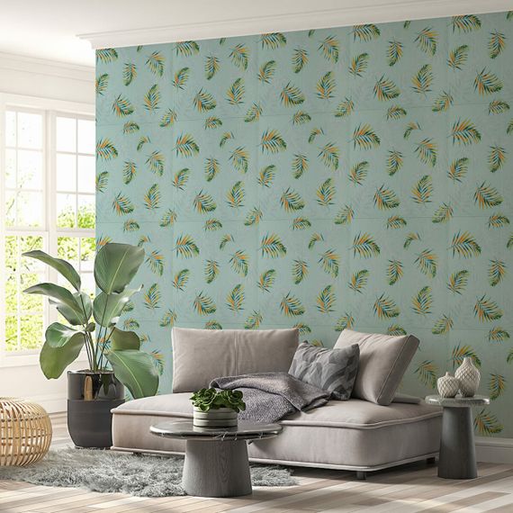 Панель стінова 3D 700х700х4мм папороть на світло-зеленому фоні (D) SW-00001984 | Зображення 3