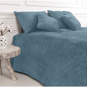 Покрывало полуторное ТЕП Velour Ромб круглый 4-00515-22872 150х210 см синее