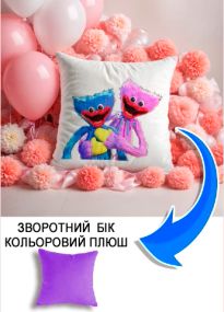 Подушка плюшева Мерч Крафт Дизайн з принтом Міссі бузковий плюш квадратна 33х33 см