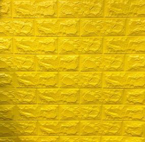 3D панель самоклеящая Обои под декоративный кирпич Самоклейка Желтый 3Д кирпич 70*77*0,7 см
