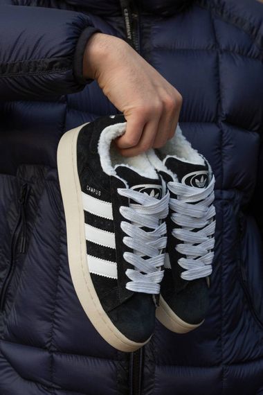 Зимові Adidas Campus Winter на хутрі  black\white | Зображення 2