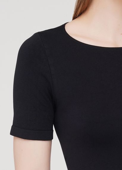 Футболка женская укороченная бесшовная CROP T-SHIRT 18860 L-XL черная | Зображення 3