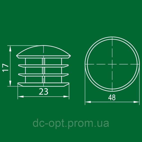 R-17/50 заглушка  для трубы d-50мм  Хром ДС | Зображення 1