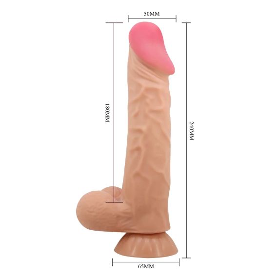 Фалоімітатор на присосці, з хребтом та ефектом ковзної шкіри LyBaile - Flesh Sliding Skin 9,4”, BW-008104NRG sexstyle | Зображення 8
