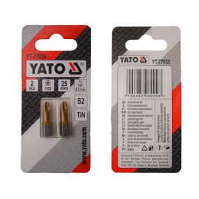 Насадка викруткова біта хрестовидна PZ2 х 25 мм 2 штуки YATO YT-77934