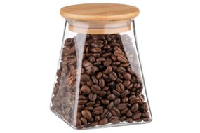 Банк для зберігання Ardesto Fresh, конус, 510 мл, скло, бамбук (AR1351BLC)