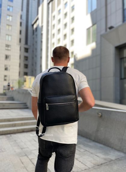 Кожаный мужской рюкзак городской для ноутбука и документов черный Tiding Bag 20334 | Зображення 7