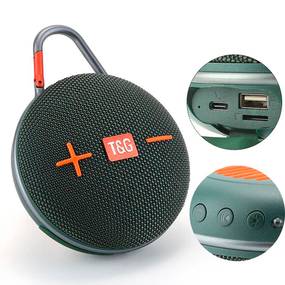 Портативная Bluetooth колонка TG648 с функцией громкой связи, радио, карабин, зеленая
