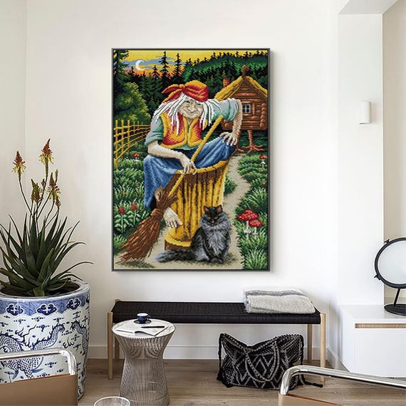 Набір для вишивання за нанесеною на канву схемою "Grandma Jaga". AIDA 14CT printed 35*48 см | Зображення 9