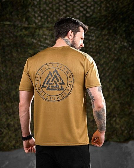 Тактична потоотводна футболка Oblivion РУНЫ койот ДЛ7033