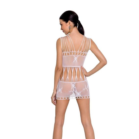 Бодістокінг — мінісукня з метеликами Passion BS090 white, One size | Зображення 1