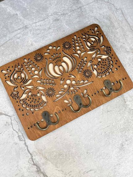 Настенная ключница из дерева Деревянный органайзер для ключей Держатель для хранения Персонализация | Зображення 1