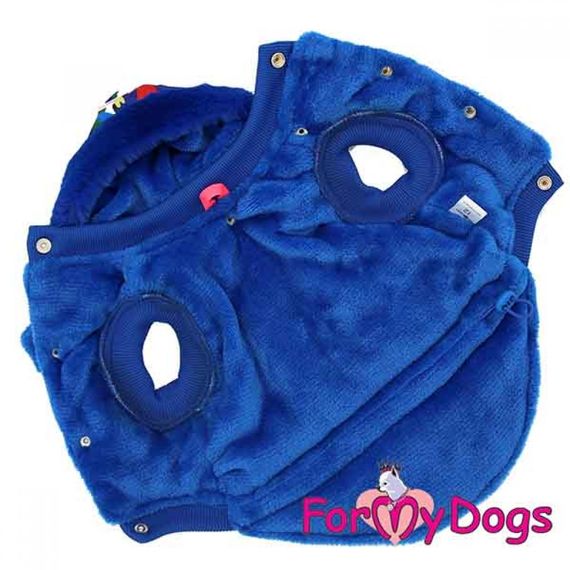 Зимняя жилетка для собак For My Dogs Милитари на плюшевом подкладе, с капюшоном, синяя | Зображення 3