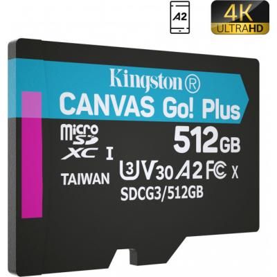 Карта пам'яті Kingston 512GB microSDXC class 10 UHS-I/U3 Canvas Go Plus (SDCG3/512GBSP) (SDCG3/512GBSP) | Зображення 1