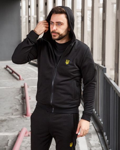 Мужской спортивный костюм двойка с Тризубом BD0062 размер M, цвет черный | Зображення 1