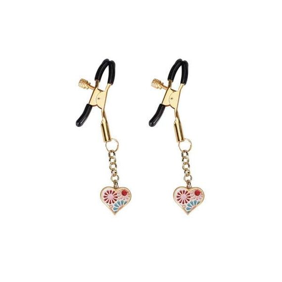 Зажимы для сосков Liebe Seele Nipple Clamps Gold Heart-shaped Flowers on White Золотистый One Size | Зображення 1