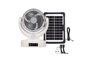 Вентилятор портативный Megatop (MT-801LS) (8", солнечная панель, 1 LED лампа, 3 скорости, 8Вт, USB, 3.7V/2400 мАч)