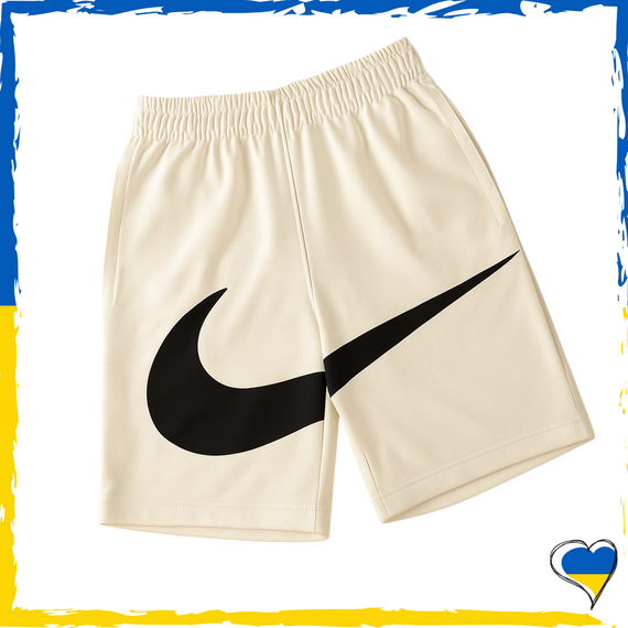 Шорти Nike Big Swoosh. Шорти Найк біг свуш білі велике лого. Шорти спортивні, повсякденні
