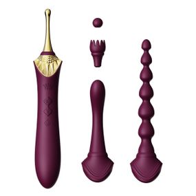 Мультифункціональний вібратор Zalo — Bess 2 Velvet Purple, 4 насадки, підігрів Sex Aura